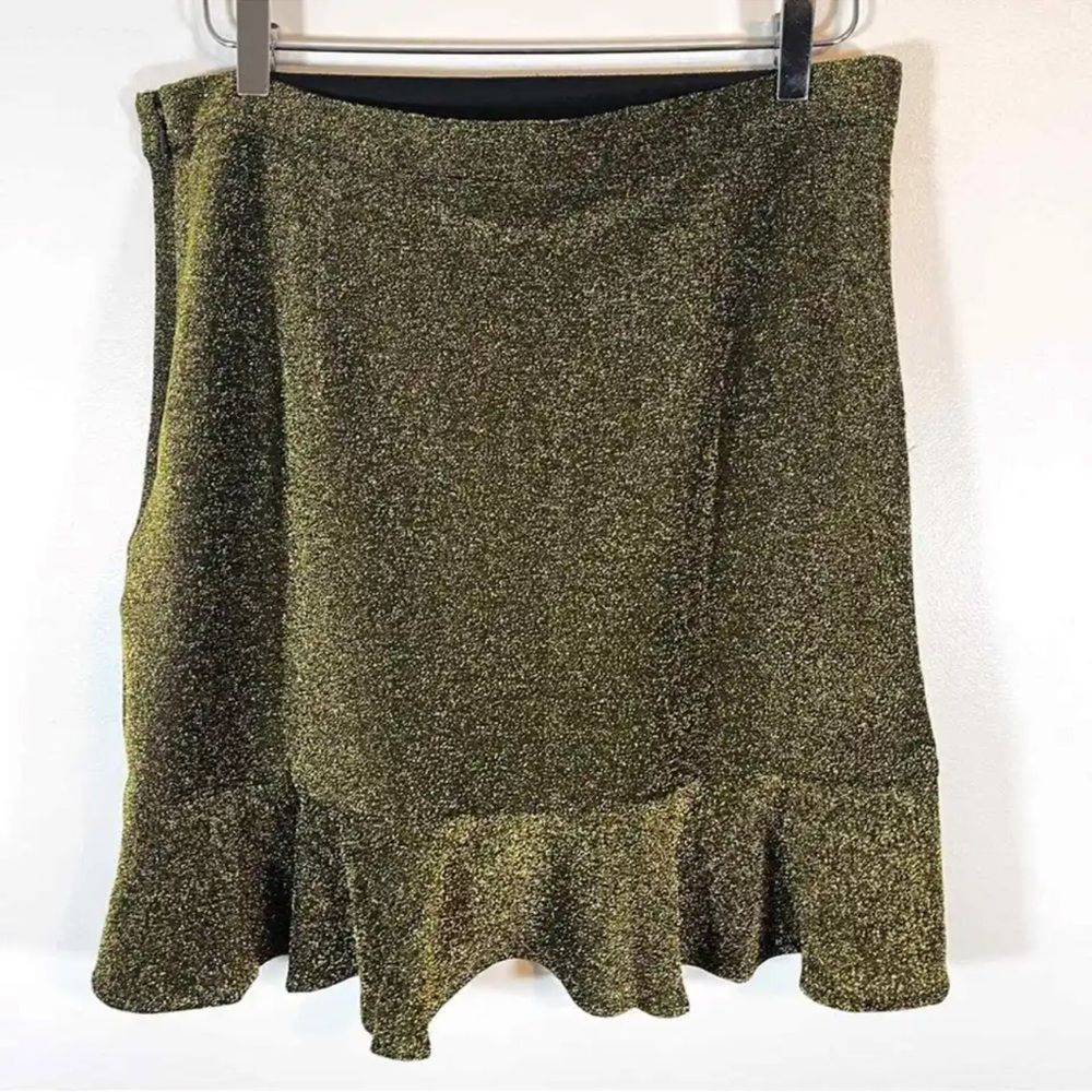 Michael Michael Kors Metallic Flipy Skirt BLACK GOLD Sparkle Party Mini - Picture 5 of 7